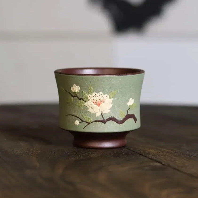 宜兴紫砂彩砂手绘功夫茶具家用简约敬茶碗主人杯品茗杯 160毫升