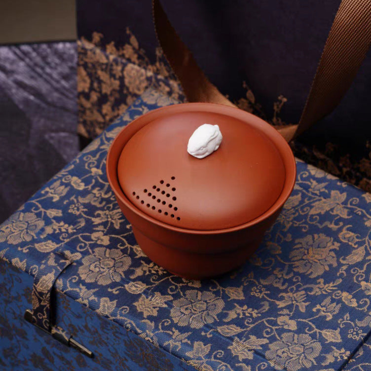 宜兴原矿紫砂杯泡茶杯二才玉兔盖碗120毫升