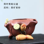 宜兴原矿青段泥防烫莲蓬手抓壶260CC家用功夫茶具单壶加厚紫砂盖碗
