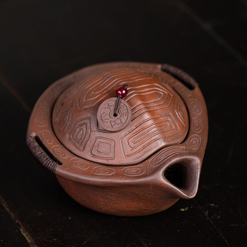 宜兴紫砂140CC龟壳公道杯茶宠摆件乌龟茶具盖碗手抓壶公道杯泡茶壶礼品