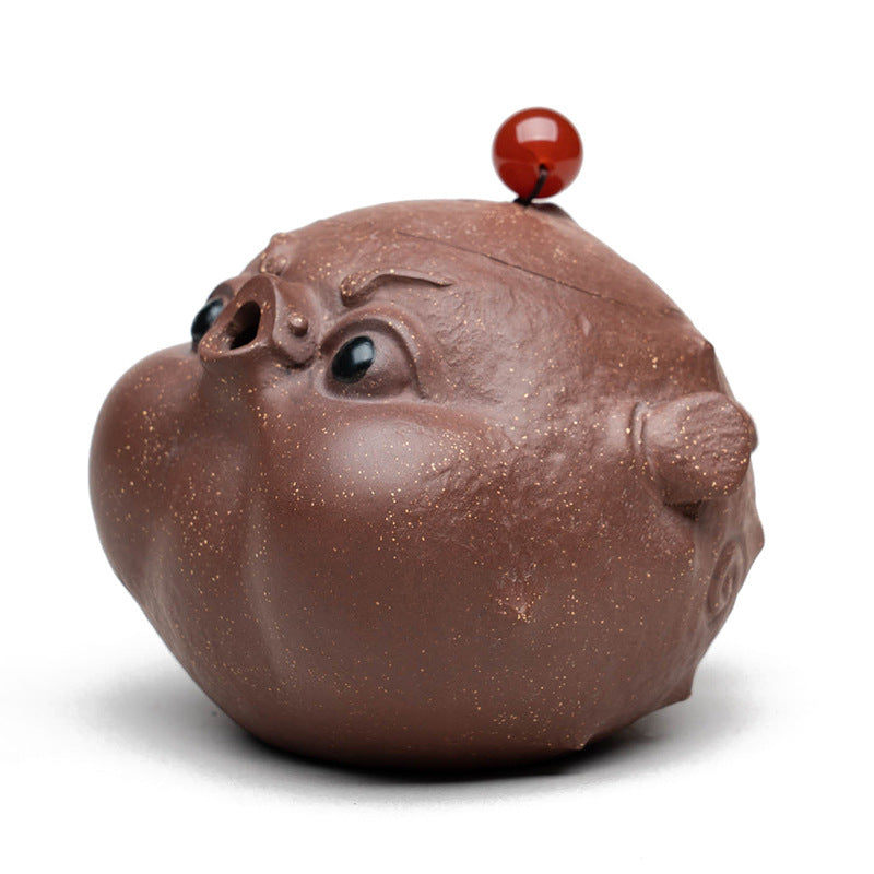 宜兴紫砂壶160CC河豚壶原矿手工内球孔手抓壶分茶器雕塑茶具泡茶盖碗