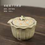 宜兴原矿青段泥防烫莲蓬手抓壶260CC家用功夫茶具单壶加厚紫砂盖碗