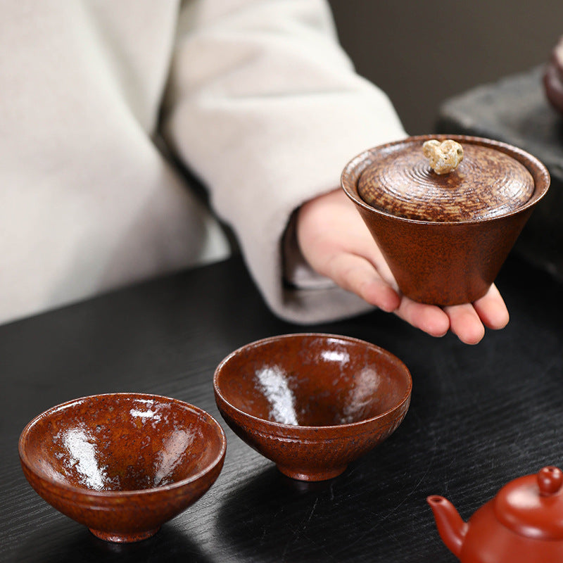 宜兴原矿紫砂主人杯茶杯90CC/70CC柴烧手工文人小口杯子茶碗盖碗茶具配件