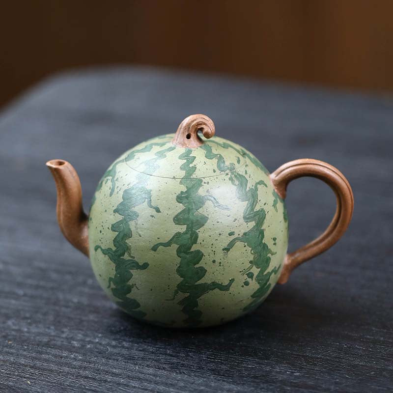 宜兴紫砂壶仿生西瓜壶降坡泥功夫茶具套装家用小品薄胎泡茶壶批发
