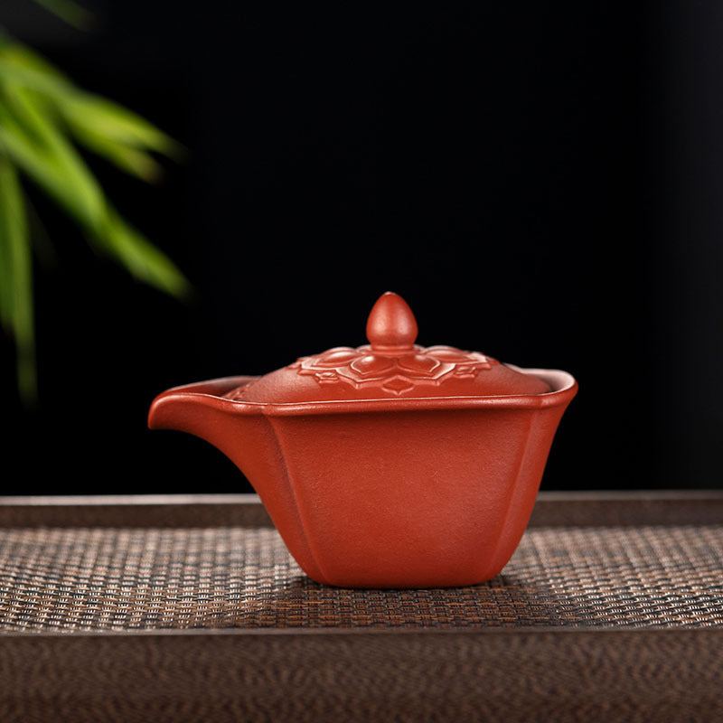 菱花盖碗批发茶具200CC原矿朱泥紫砂杯子厂家茶具精品手工正品