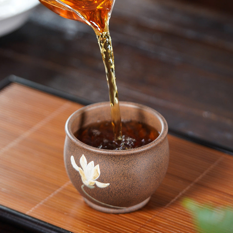 壶芝宴紫砂原矿主人杯双色粉浆闻香杯品茗杯精品泥绘功夫小品杯