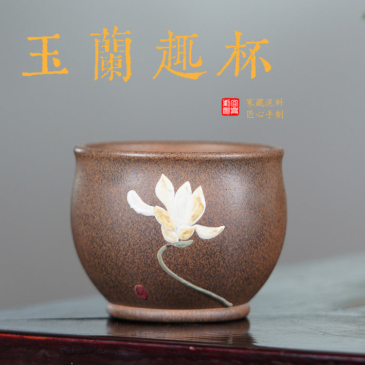 壶芝宴紫砂原矿主人杯双色粉浆闻香杯品茗杯精品泥绘功夫小品杯