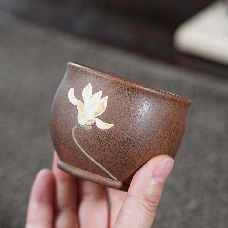 壶芝宴紫砂原矿主人杯双色粉浆闻香杯品茗杯精品泥绘功夫小品杯