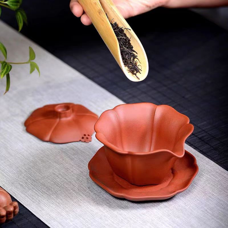 宜兴紫砂盖碗纯手工紫砂160CC三才盖碗泡茶碗功夫盖碗单个盖碗茶壶