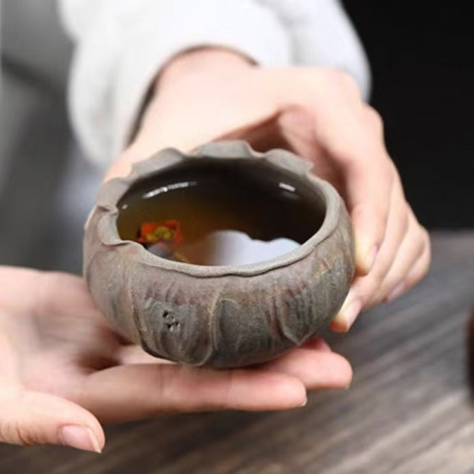 莲子主人杯宜兴紫砂杯莲花莲子品茗杯子大号大容量原矿段泥创意杯