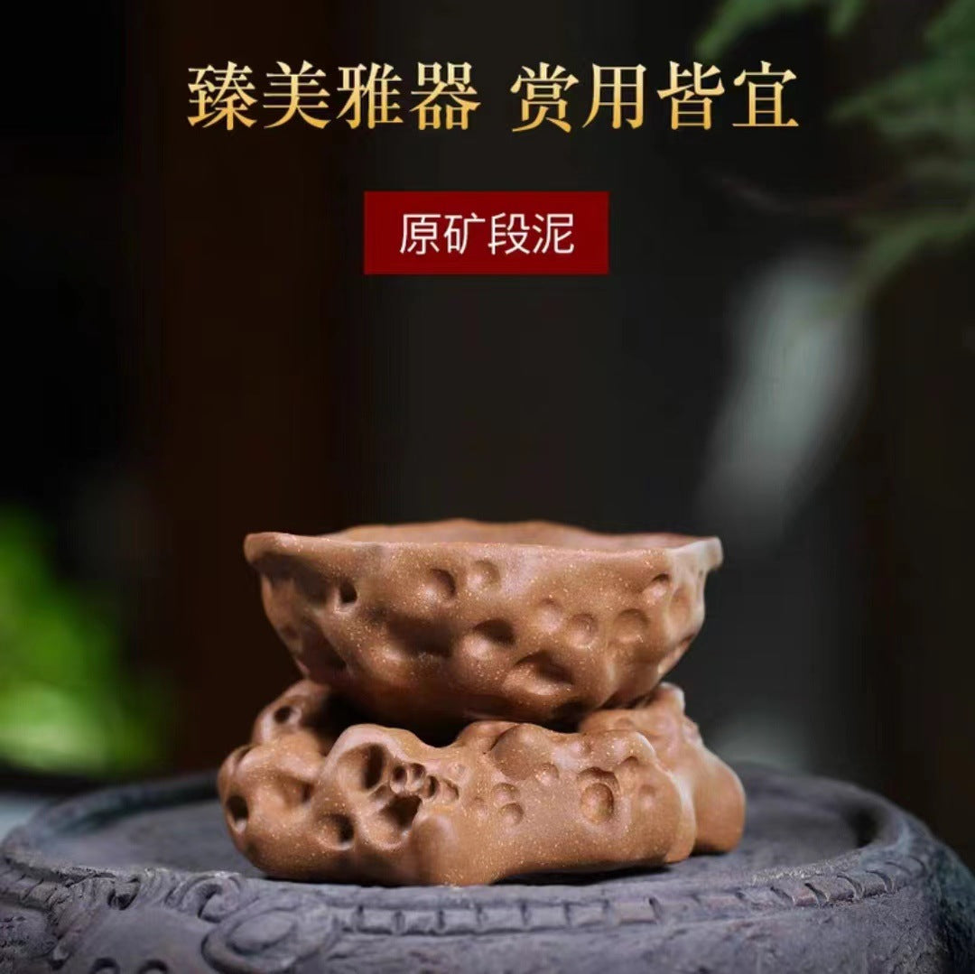 宜兴紫砂茶漏泡茶茶具配件茶叶过滤器茶隔创意手工茶滤一体茶漏架