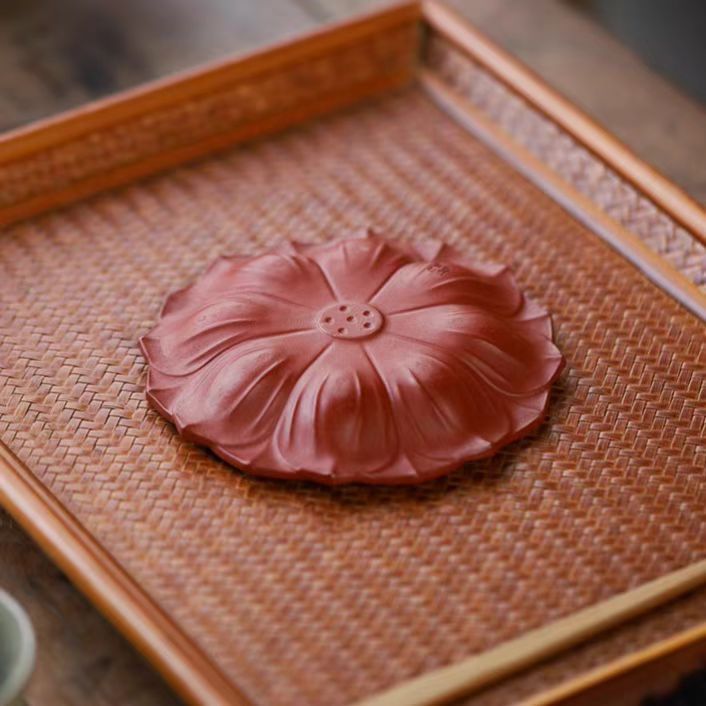 宜兴紫砂莲花壶承直径12CM杯垫干泡台茶盘茶杯小杯垫壶托茶台茶桌配件批发