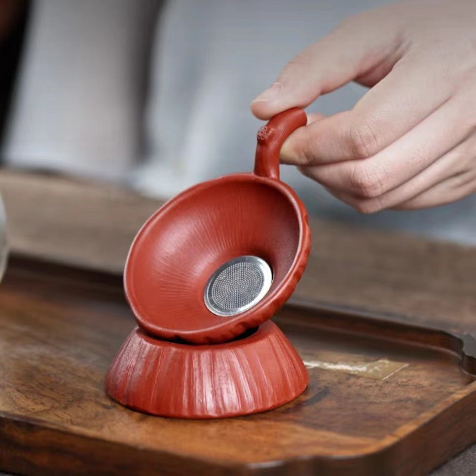 宜兴原矿紫砂茶道配件过滤器 茶滤大红袍紫泥莲蓬茶漏