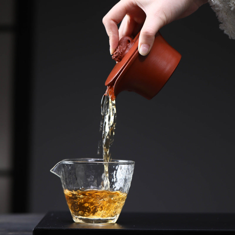 宜兴紫砂壶100CC元宝鱼化龙手抓壶公道杯手工分茶器盖碗创意茶道配件