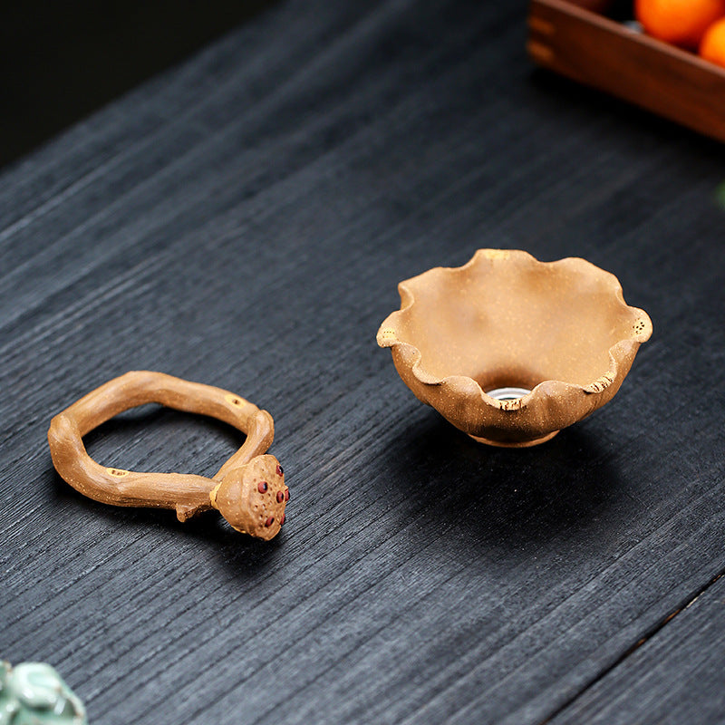 宜兴紫砂荷叶茶漏全手工茶滤网孔过滤器功夫茶具茶壶配件莲子莲蓬