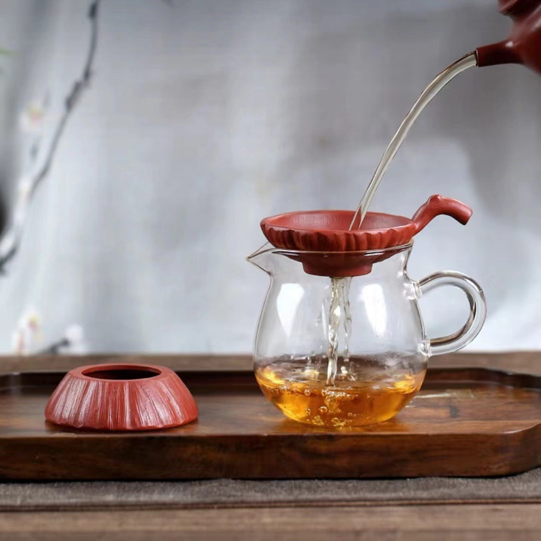 宜兴原矿紫砂茶道配件过滤器 茶滤大红袍紫泥莲蓬茶漏