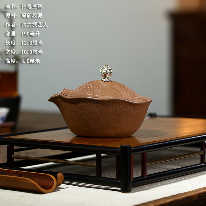 厂家批发创意可悬停紫砂三才盖碗家用功夫泡茶杯家用手工紫砂盖碗几款可选