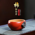 90CC紫砂柿子主人杯仿生器品茗杯茶碗盖碗事事如意杯花器茶具宜兴批发