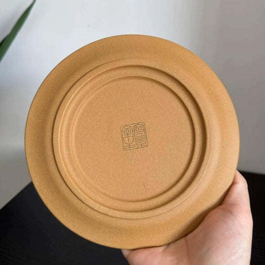 宜兴紫砂手制刻绘山水画精工壶承壶垫原矿黄金段直径17CM