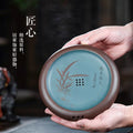 宜兴紫砂干泡台盘茶台直径18CM家用茶道壶承手工储水式小茶盘茶具精品壶托