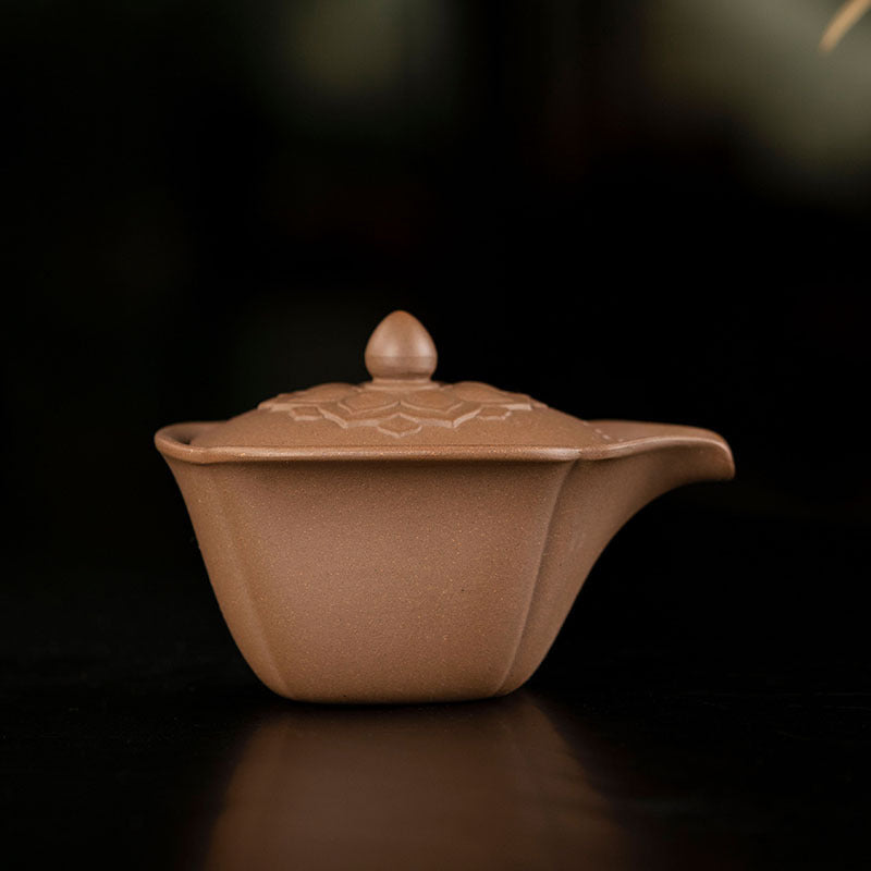 菱花盖碗批发茶具厂家原矿段泥紫砂杯子宜兴正品三才盖碗200CC