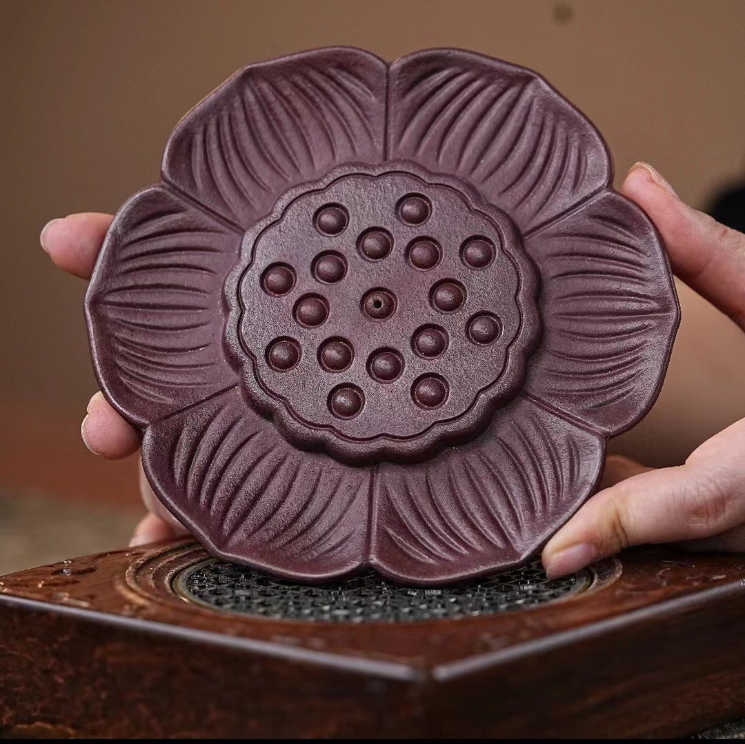 宜兴紫砂壶干泡台茶盘壶承茶海杯垫莲花壶承直径13.5CM水果盘茶具配件批发