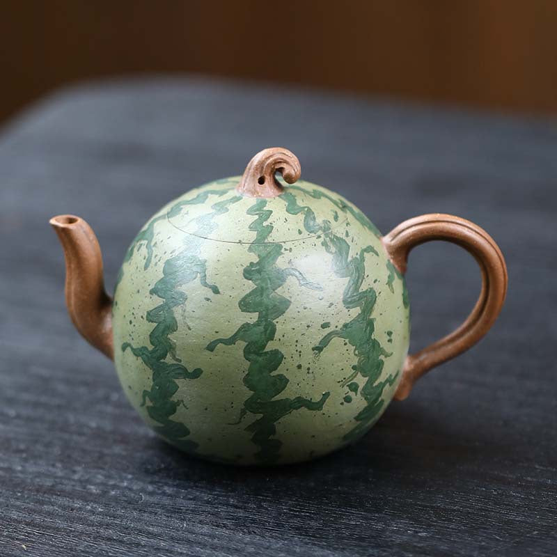 宜兴紫砂壶仿生西瓜壶降坡泥功夫茶具套装家用小品薄胎泡茶壶批发