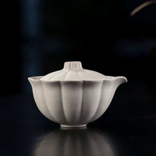 紫砂菊蕾盖碗三才碗200CC原矿白玉段泥茶具办公杯手工茶具壶