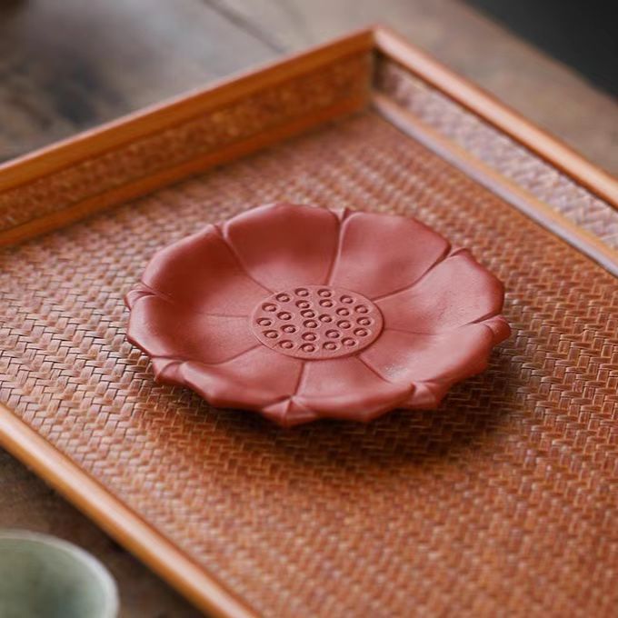 宜兴紫砂莲花壶承直径12CM杯垫干泡台茶盘茶杯小杯垫壶托茶台茶桌配件批发