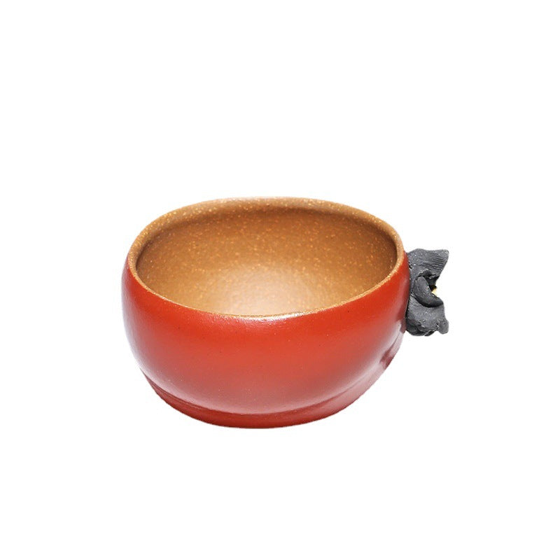 90CC紫砂柿子主人杯仿生器品茗杯茶碗盖碗事事如意杯花器茶具宜兴批发