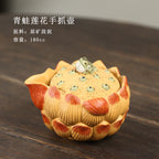 宜兴茶道配件手抓壶245CC/230CC批发过滤全纯手工紫砂公道杯中式龟甲防烫盖碗