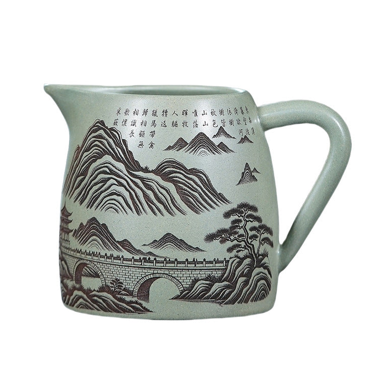 壶芝宴宜兴紫砂泡茶杯男士办公杯过滤水杯青花瓷杯子老陶