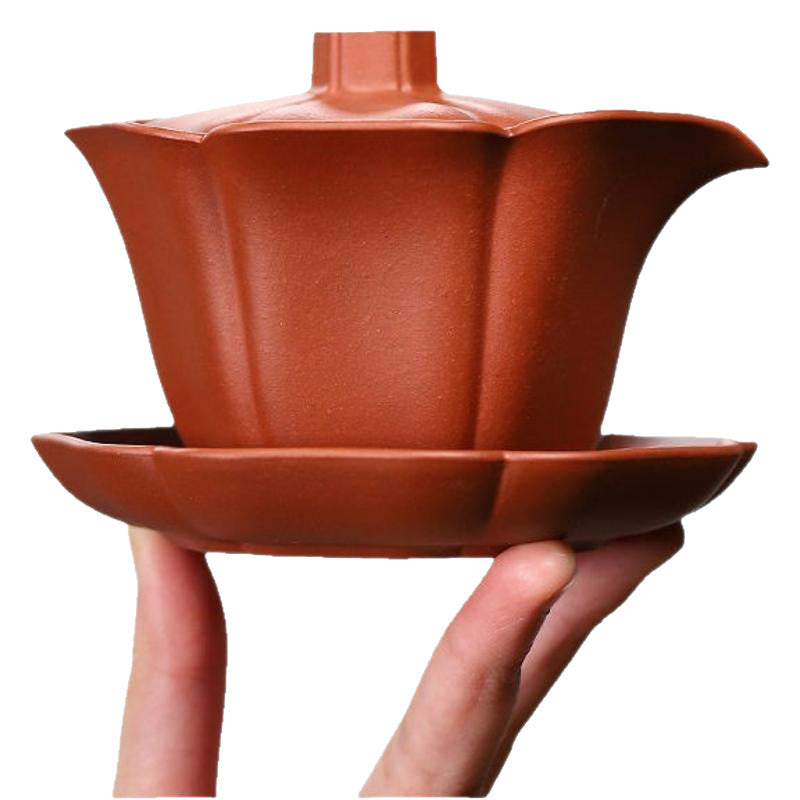 宜兴紫砂盖碗纯手工紫砂三才盖碗泡茶碗功夫盖碗单个盖碗茶壶