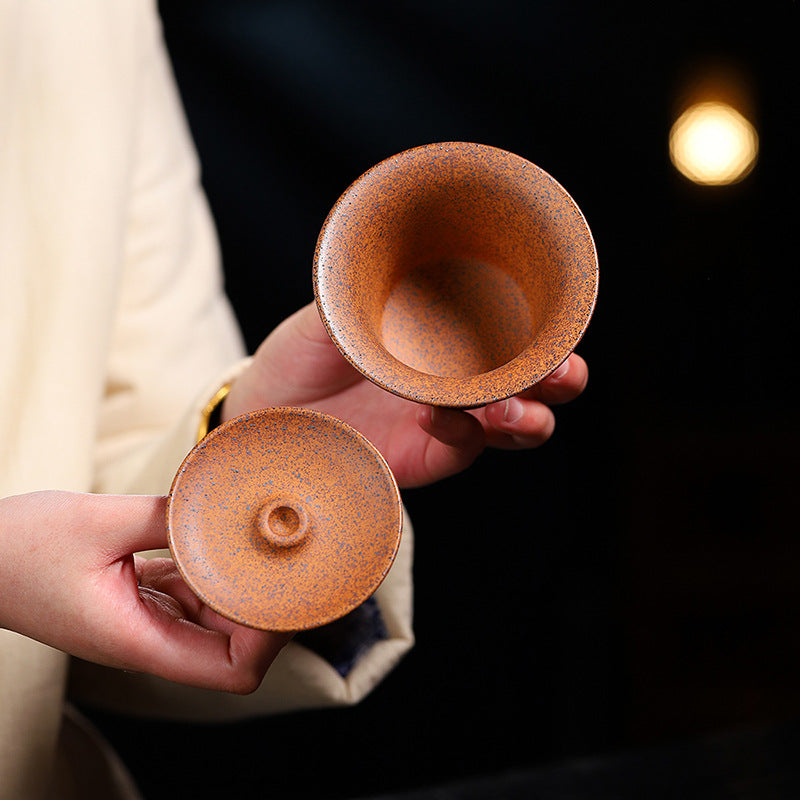 厂家批发创意可悬停紫砂三才盖碗家用功夫泡茶杯家用手工紫砂盖碗几款可选