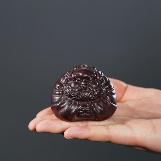Handmade Yixing purple sand Daruma incense insert, beautifully carved, perfect gift and tea pet health ball.
