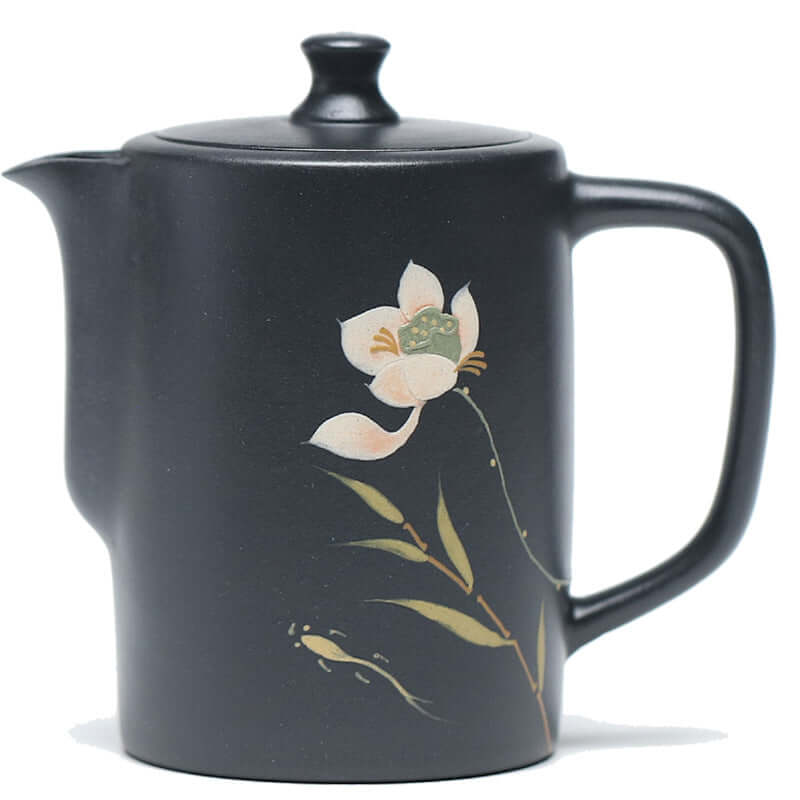 Handmade Yixing purple sand teapot with floral design, designed for Kung Fu tea sets, featuring elegant traditional craftsmanship.
