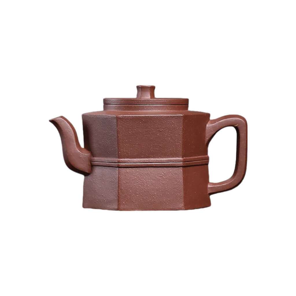 Handmade Yixing purple sand teapot, hexagonal design, original mineral clay, perfect for Kung Fu tea set.