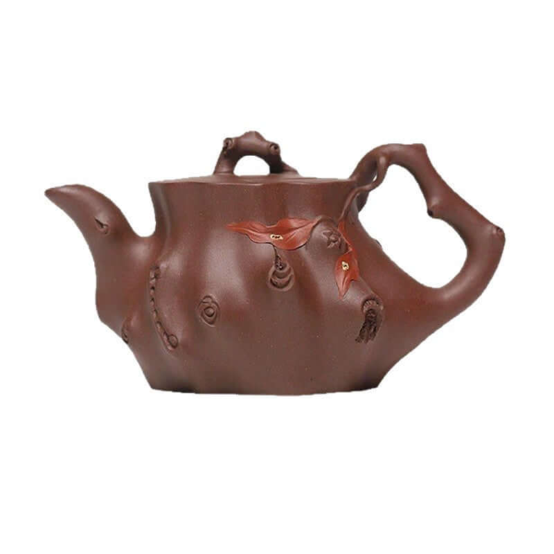 Handmade Yixing purple sand teapot with unique design, crafted from original purple sand, perfect for home tea brewing.