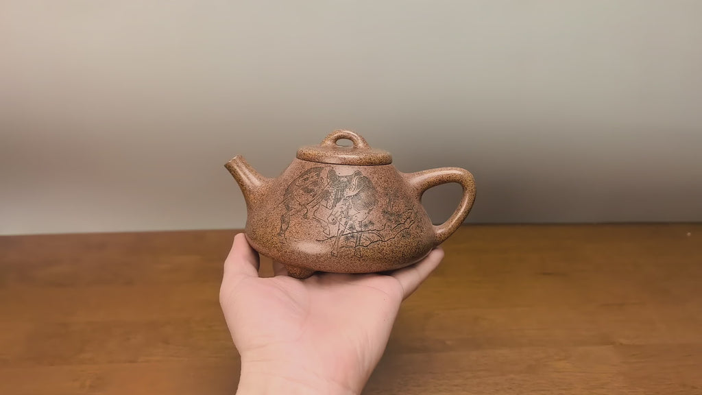范泽锋嫡传·省大师邱爽紫砂潜力重器【子冶石瓢壶】原矿优质龙骨金砂·380cc