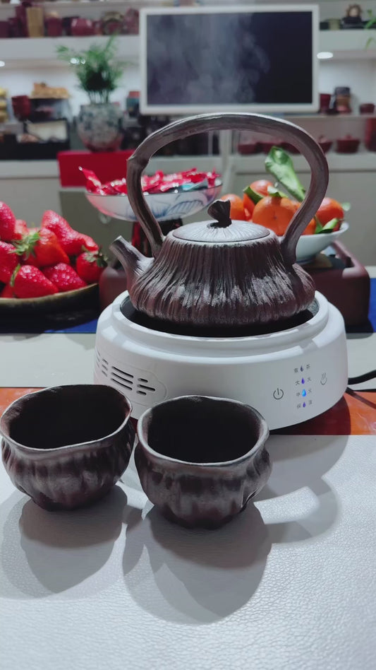 煮水壶套装推荐【提梁煮茶壶套组】500cc煮茶壶一个2小杯明火电陶炉煤气灶都可烧