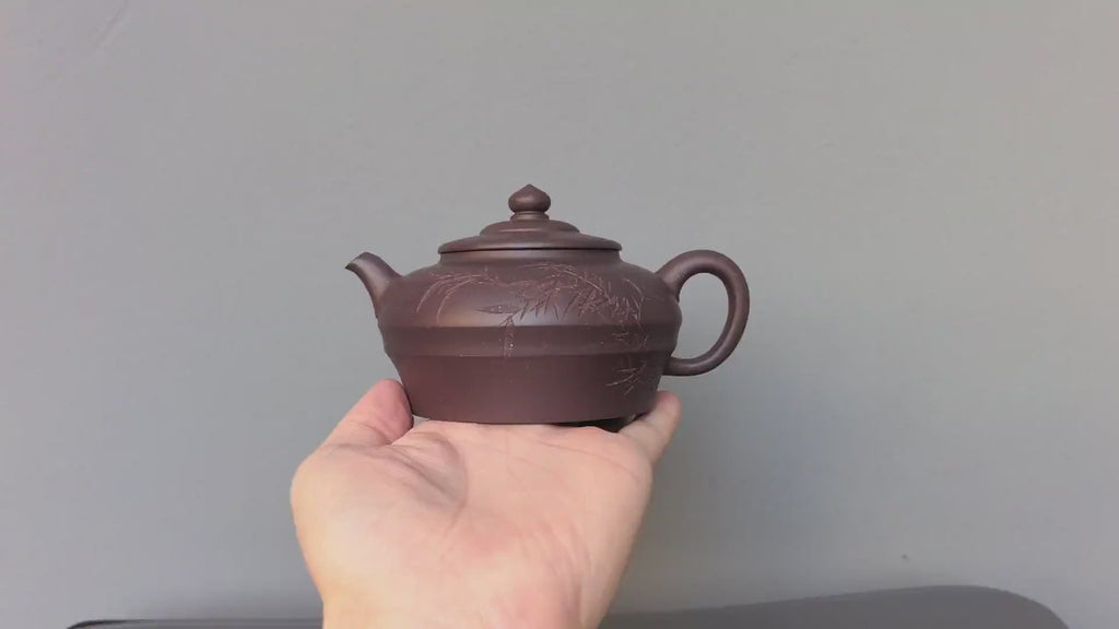 程辉大师紫砂界的功勋级领军人物·精品佳作《竹韵壶》原矿极品乾隆青灰段·260cc