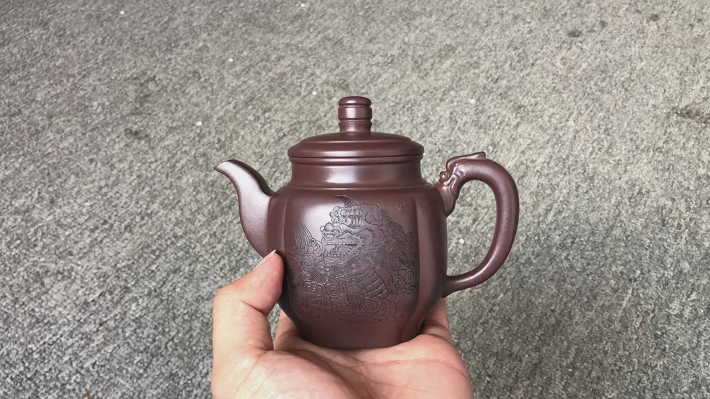 珍藏送礼级紫砂重器｜高级工艺美术师·许时娟 亲制【瑞气盈门壶】原矿优质老紫泥· 300cc