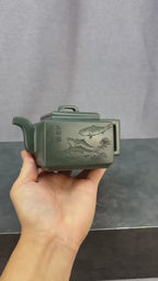 程辉大师 紫砂界功勋级领军人物·典藏臻品《亚明四方壶》原矿极品景舟绿泥·380cc