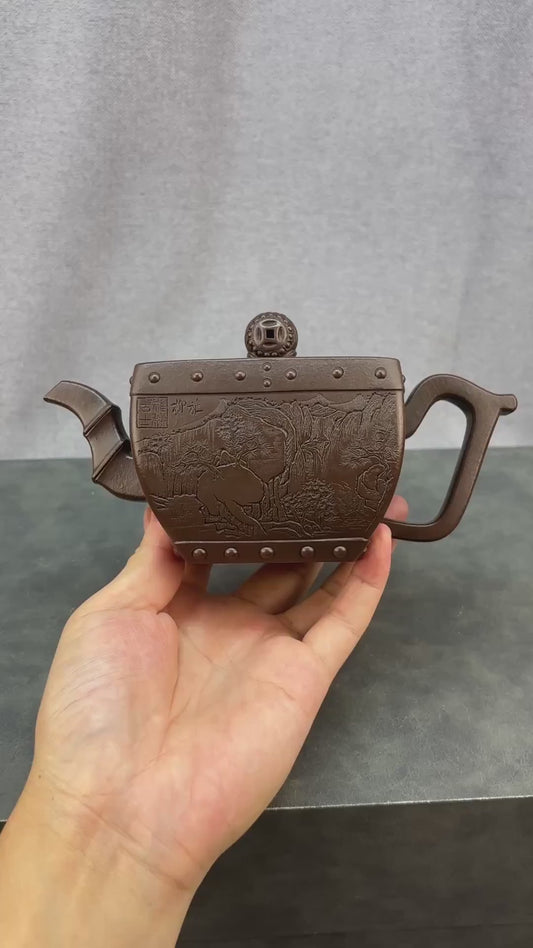 程辉大师《四方石鼓》收藏级重器 原矿极品老紫泥·380cc
