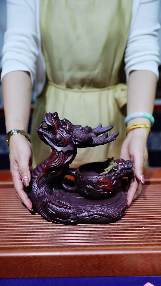茶宠茶漏【龙🐲抬头+公道】 这么好做工的紫砂 大摆件 + 龙公道杯