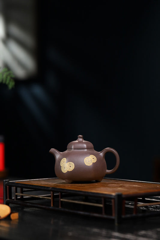 【六方乳丁】 龚彧（国家级工艺美术师） 原矿紫泥 290cc  7孔