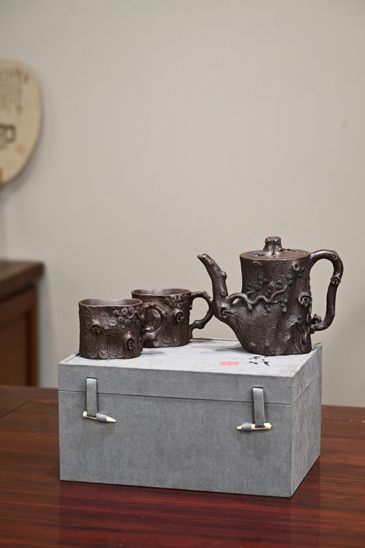 雲影套组·全手工 省大师桑黎兵作品（紫砂12精英）容量400cc/极品紫泥