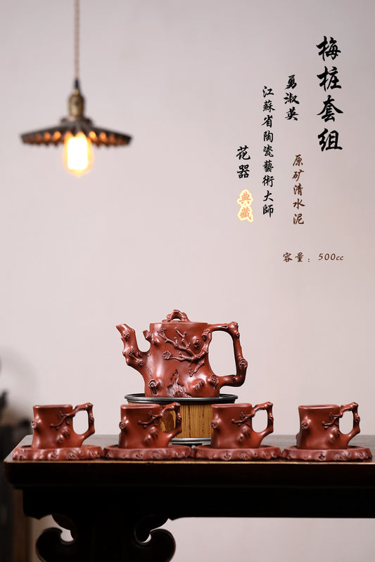 作品收藏【梅桩套组】极品清水500cc勇淑英 江苏省陶瓷艺术大师