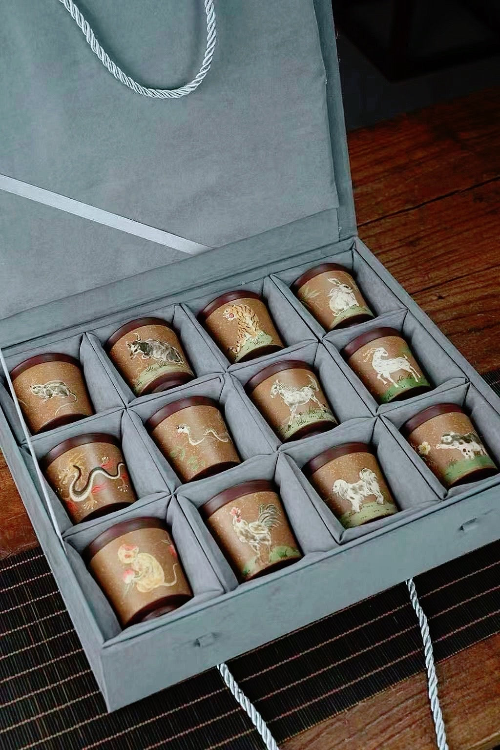 【十二生肖粉浆套装主人杯】泥绘主人杯优选原矿老紫泥