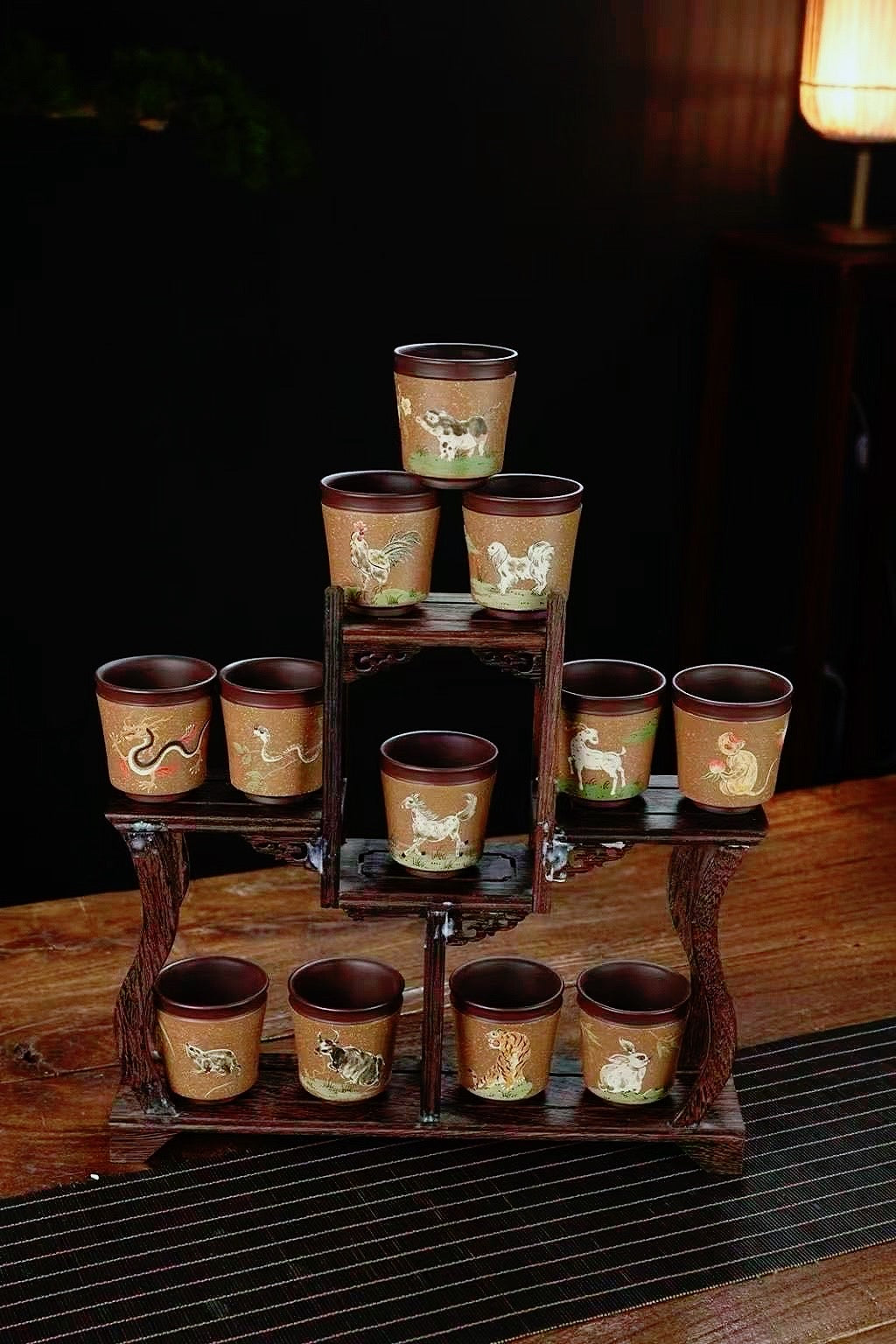 【十二生肖粉浆套装主人杯】泥绘主人杯优选原矿老紫泥